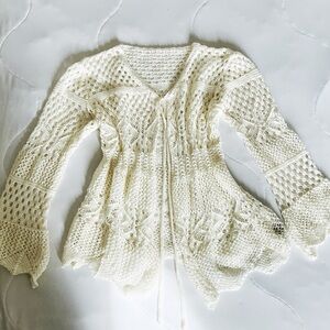 Elegant Mori Kei Cottagecore Cream Knit Cardigan